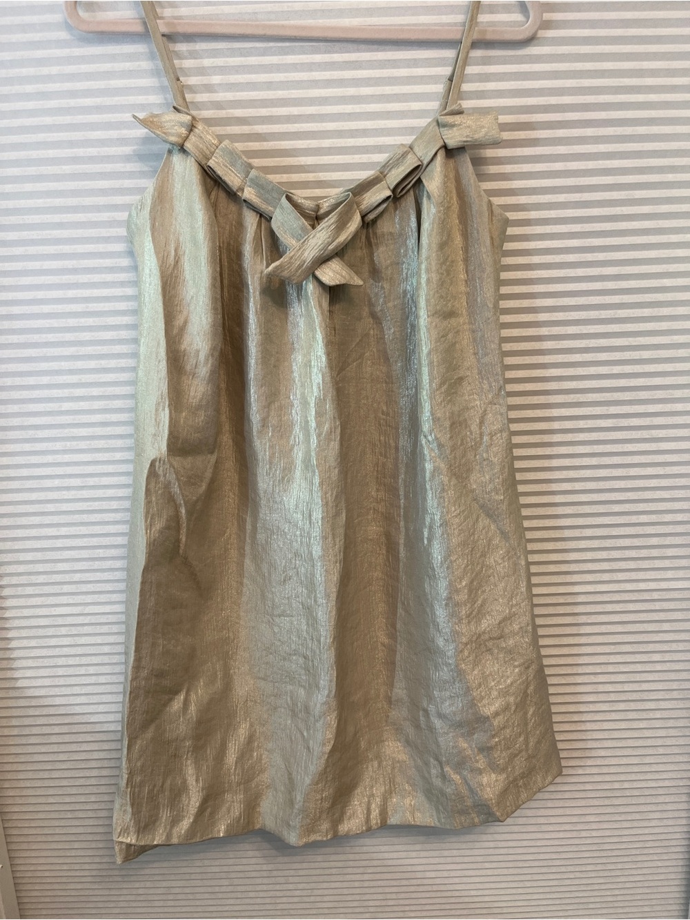 Tokito Metallic Gold Knotted-Strap Mini Dress